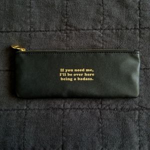 PASTEL Black Vegan Leather Badass Pouch with Gold Zip